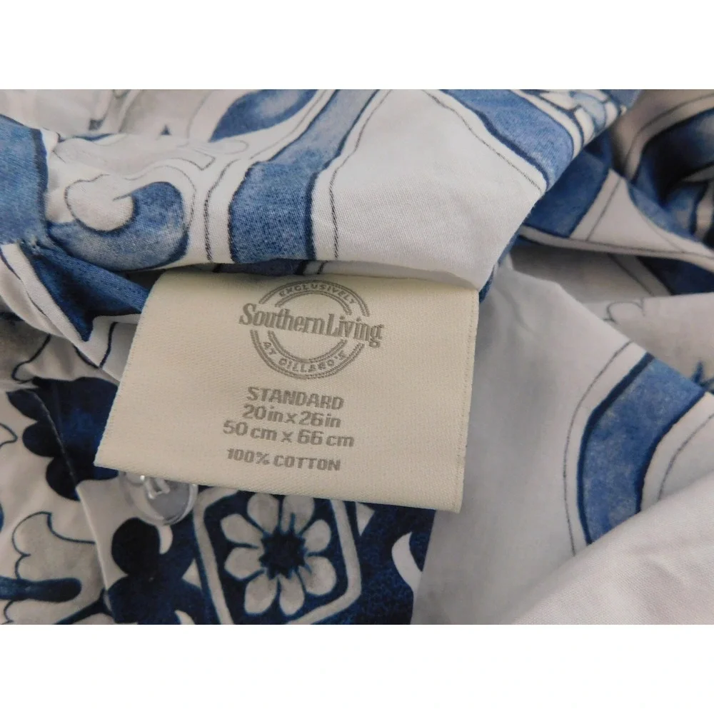 Southern Living Dillards Standard‎ 20 x 26 Pillow Sham Blue/Gray/White Cotton